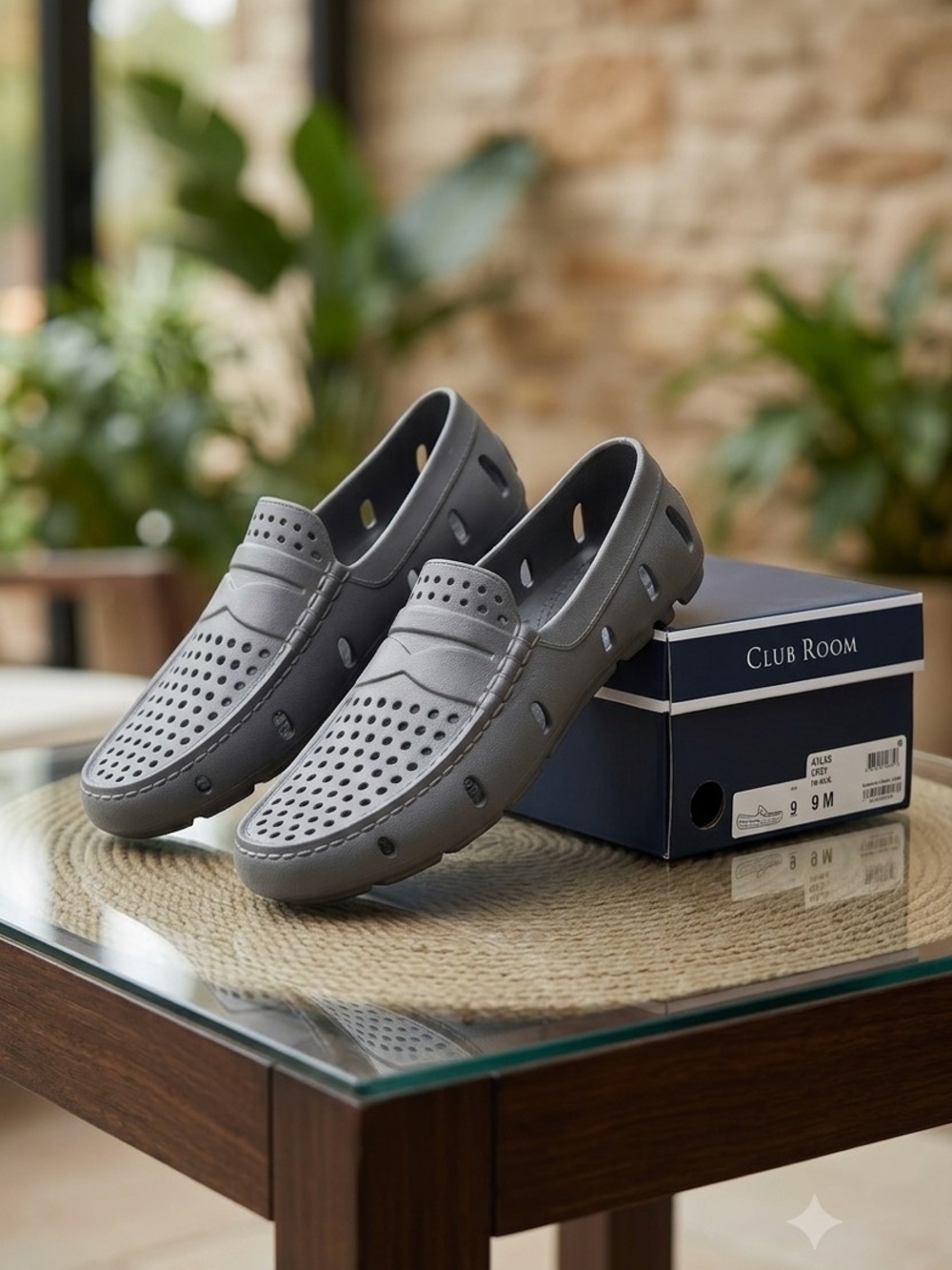 Club Room Gray Perforated Slip-On Loafers
